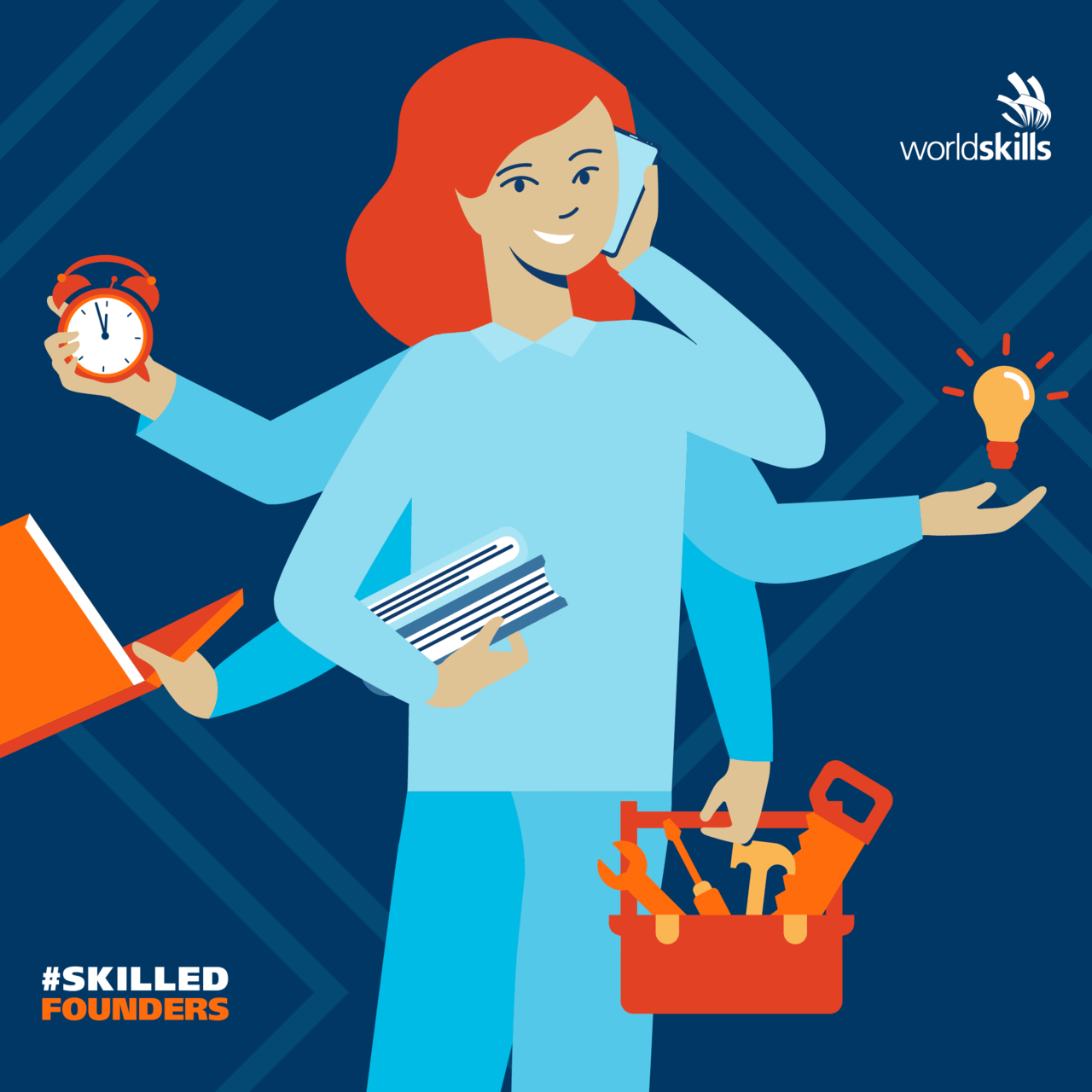 卡通动画代表了2021年5月的#Skillfounders Visual Identity运动的女性企业家。